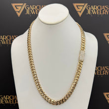 Load image into Gallery viewer, 24&quot; 10K Cuban Link Chain - 10 MM - Full Diamond Sleek Lock
